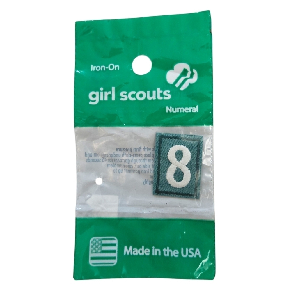 NEW Girl Scouts of America Iron-On Numeral Troop Number Patch 8 Made In USA